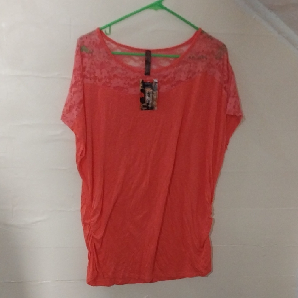Chic Coral Lace Women's Blouse